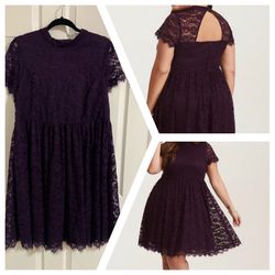 Purple Lace Skater Dress