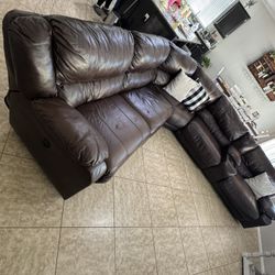 Brown Leather Sectional 