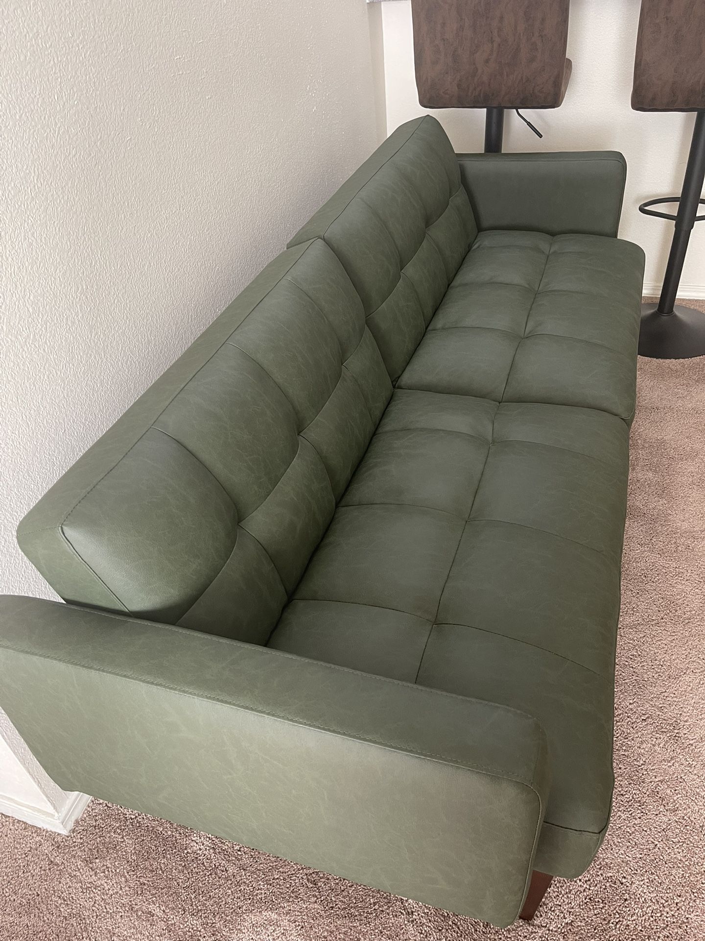 Green Vinyl Futon Sofa