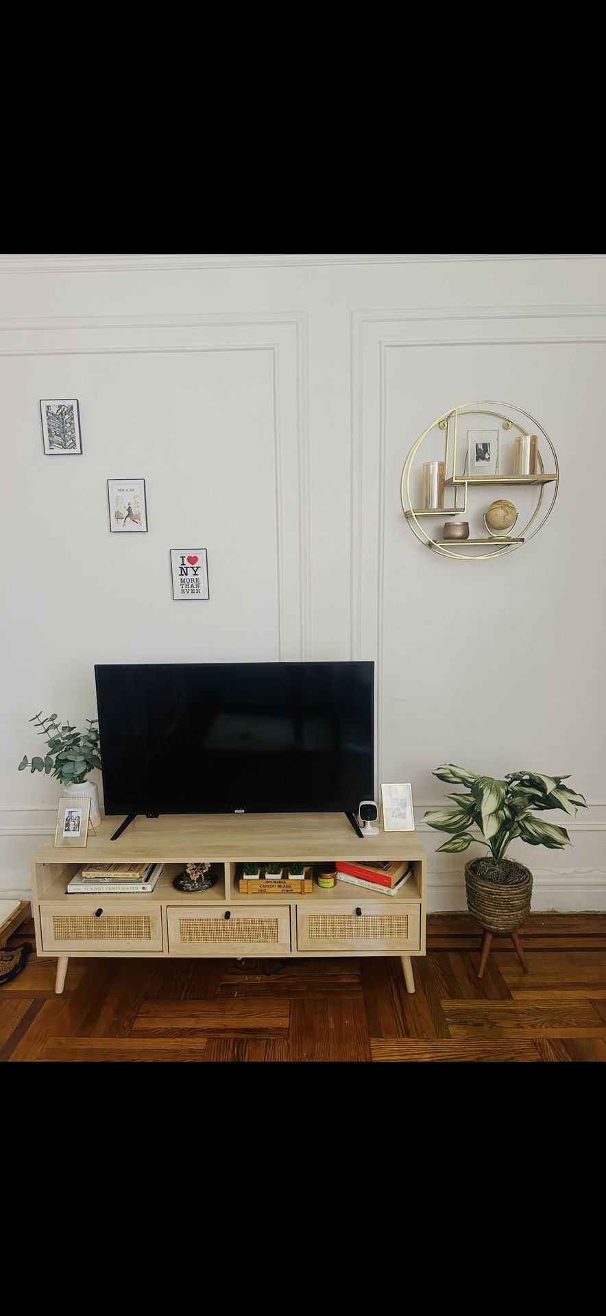 neutral wood tv stand