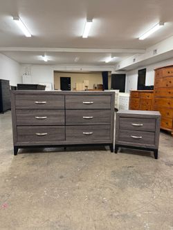 Gray 6 Drawer Dresser & 1 Matching Nightstand