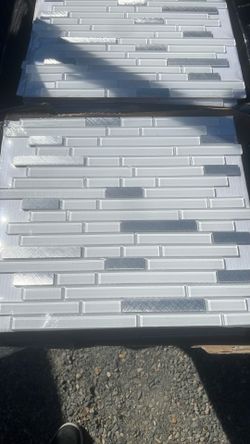 MSI Lucid Sky Interlocking 4mm glass/metal mosaic tiles