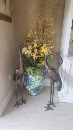 Bronze Heron Crane Statues Set  plus more