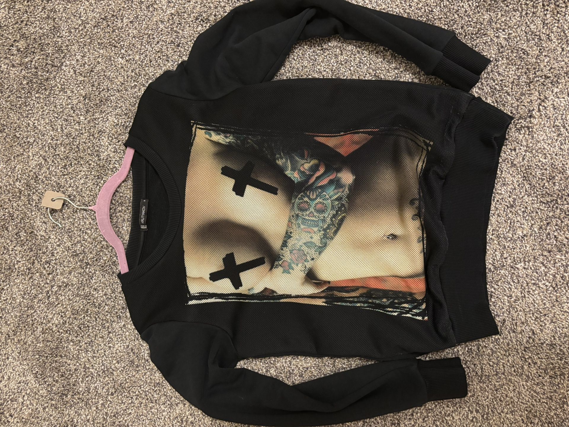 KRUTYAKOV Graphic Art Sweater – Bold & Unique – Size M (Fits S)