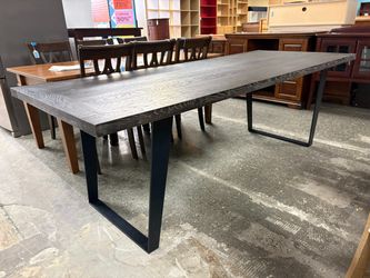 Black Modern Farmhouse Solid Wood Rectangular Dining Table