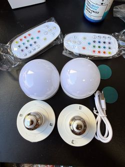 Rechargeable Battery Operated Light Bulb with Remote Control 2 Packs