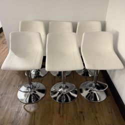 6 Height Adjustable Leather Stools