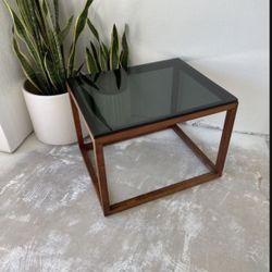 Mid Century Smoked Glass Side Table 