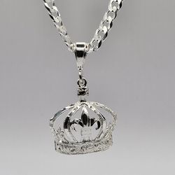 925 Italian Silver Crown Necklace 24"