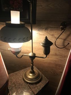 Antique student arm brass lamp