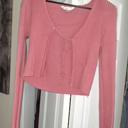 Pink Knitted Tie Front Cardigan 
