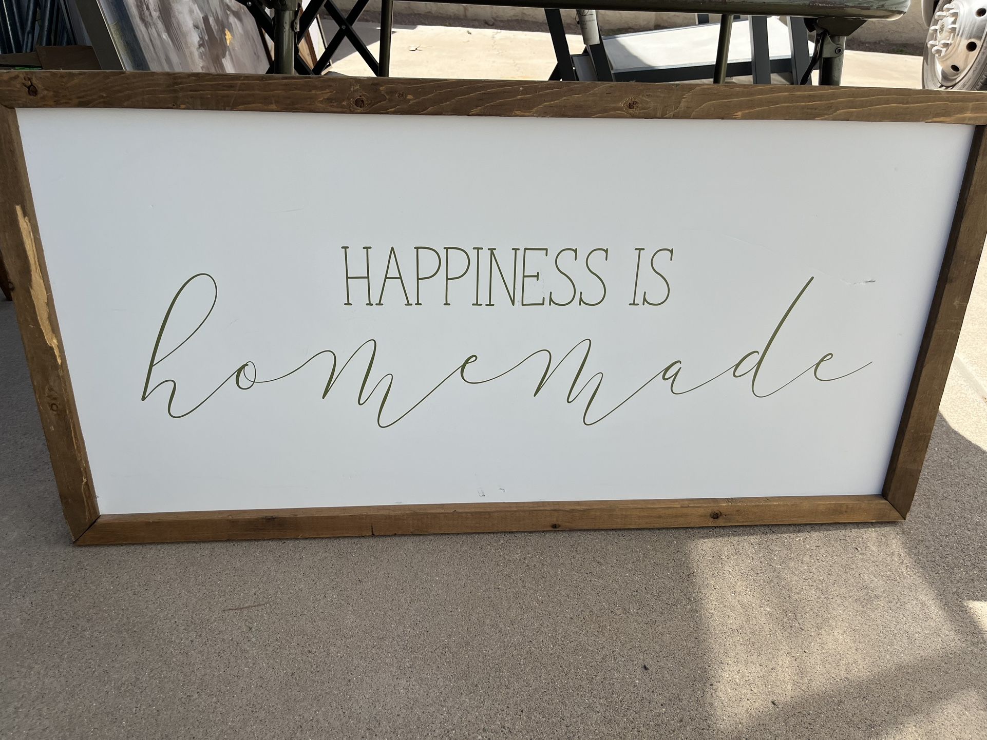 Wall Art Rustic Modern Farmhouse White Script Wood Frame Large