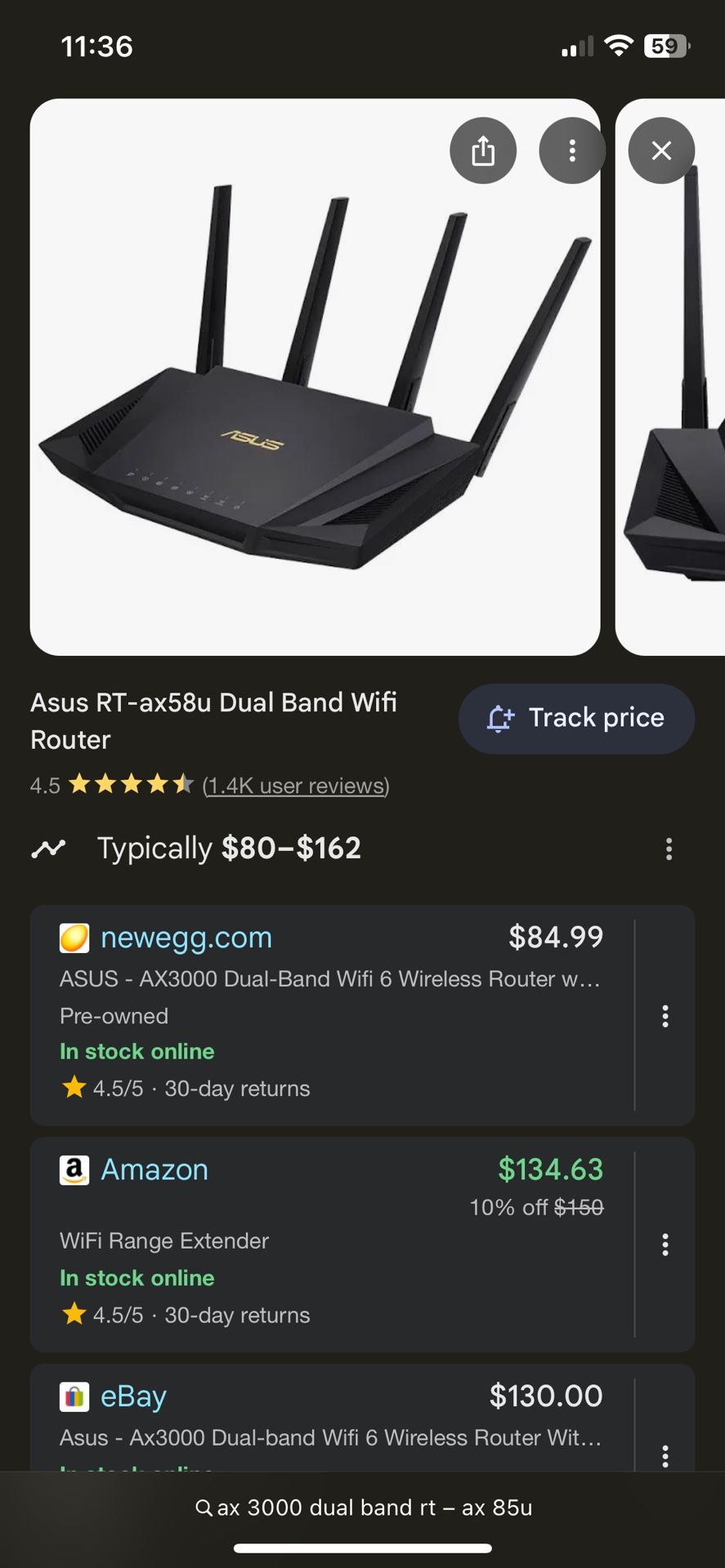 Asus Ax 3000 Dual Band Rt - Ax 58U