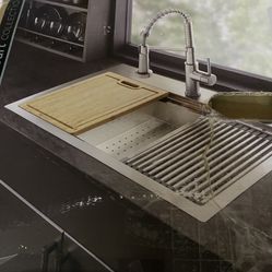 New Workstation 27 in. Drop-In Single Bowl