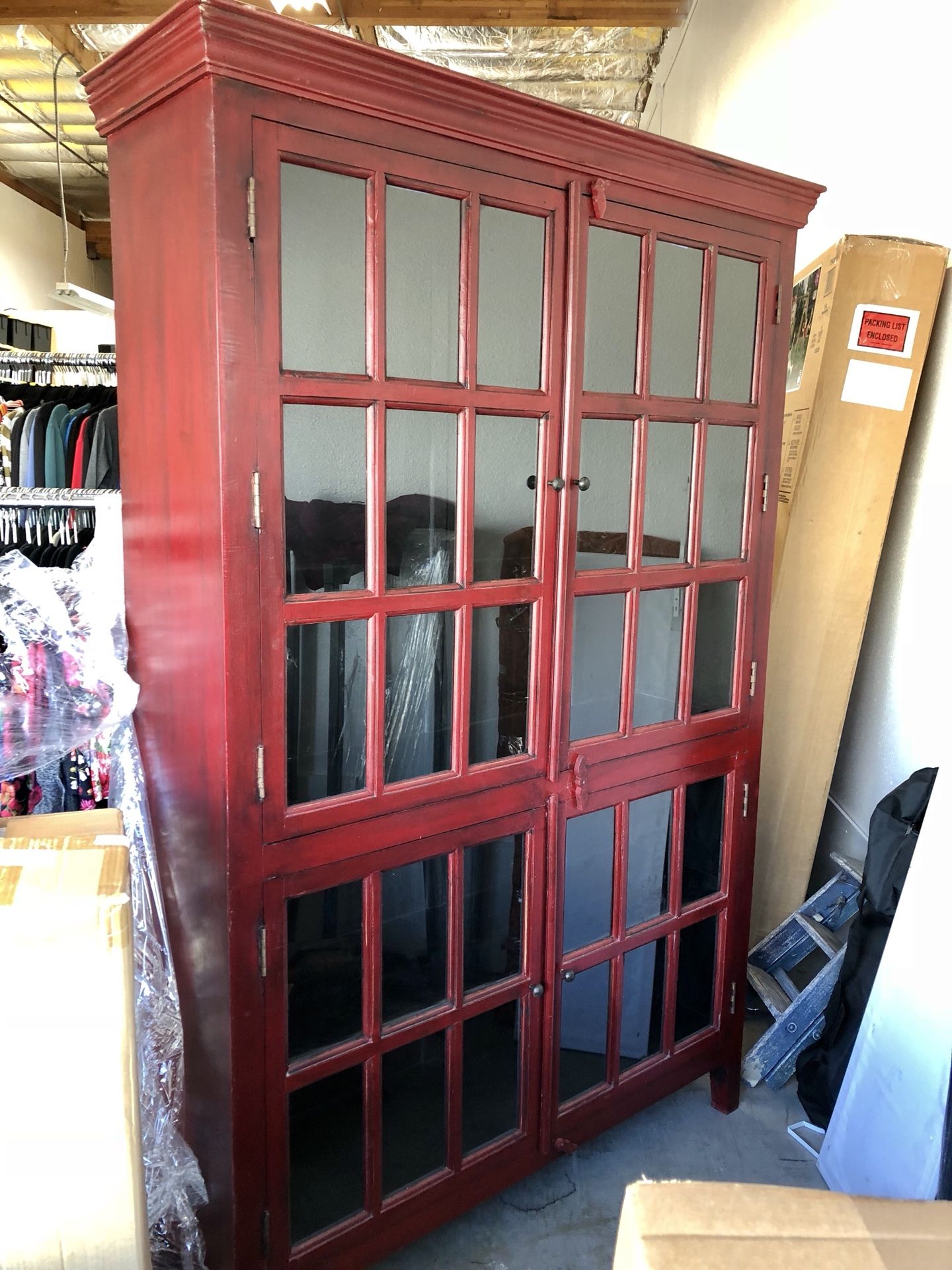 Crate and barrel rojo red tall cabinet for Sale in Oceanside CA