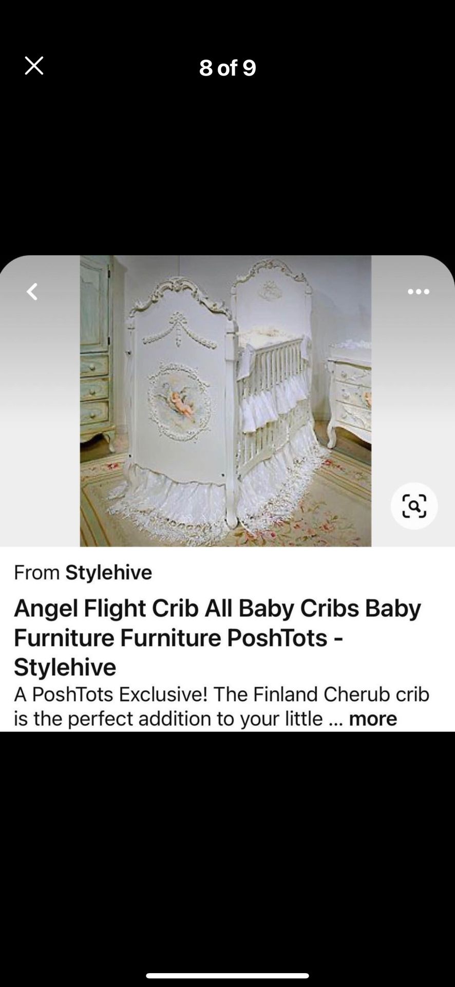 Heirloom Posh Tots “Angelic Flight” Cherub Distressed Hand Painted Mural Baby Crib Vintage Luxury Rare Numbered Hand Painted