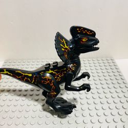 Black Fire Dinosaur Dilophosaurus Figure | New Custom LEGO Compatible Toys