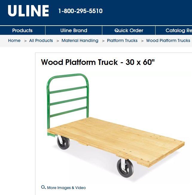 ULINE 30x60 Wood Platform Truck Flat Cart