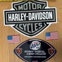 American Flag, Harley Davidson And Bears Refrigerator Tool Box Magnets 