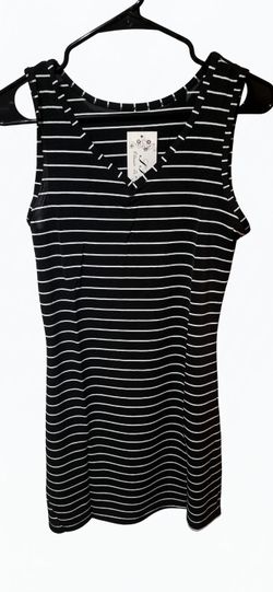 Black and White Striped Sleeveless Tank Dress