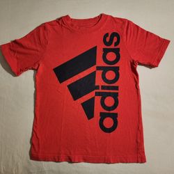 Boys Size 6 Adidas Red Graphic Logo Short Sleeve Crew Neck T-Shirt