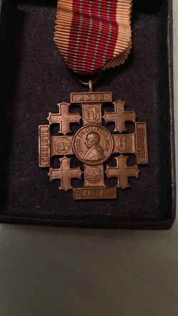 Pope Leo XIII Jerusalem Cross Medal with Ribbon