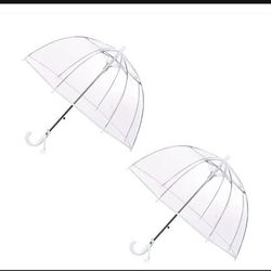 RONIARE 2 Pack Kids Clear Bubble Umbrellas for Rain Dome Windproof Clear Umbrella for Girls and Boys, Clear