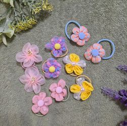 Hair tied ponytail for babies multicolors flowers 10 pcs