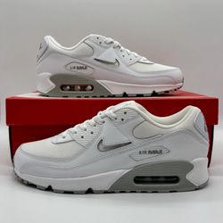 Men's Nike Air Max 90 White Shoes - Jewel Smoke Gray Photon Dust - Size 8, 8.5, 9.5, 11, 11.5, 13
