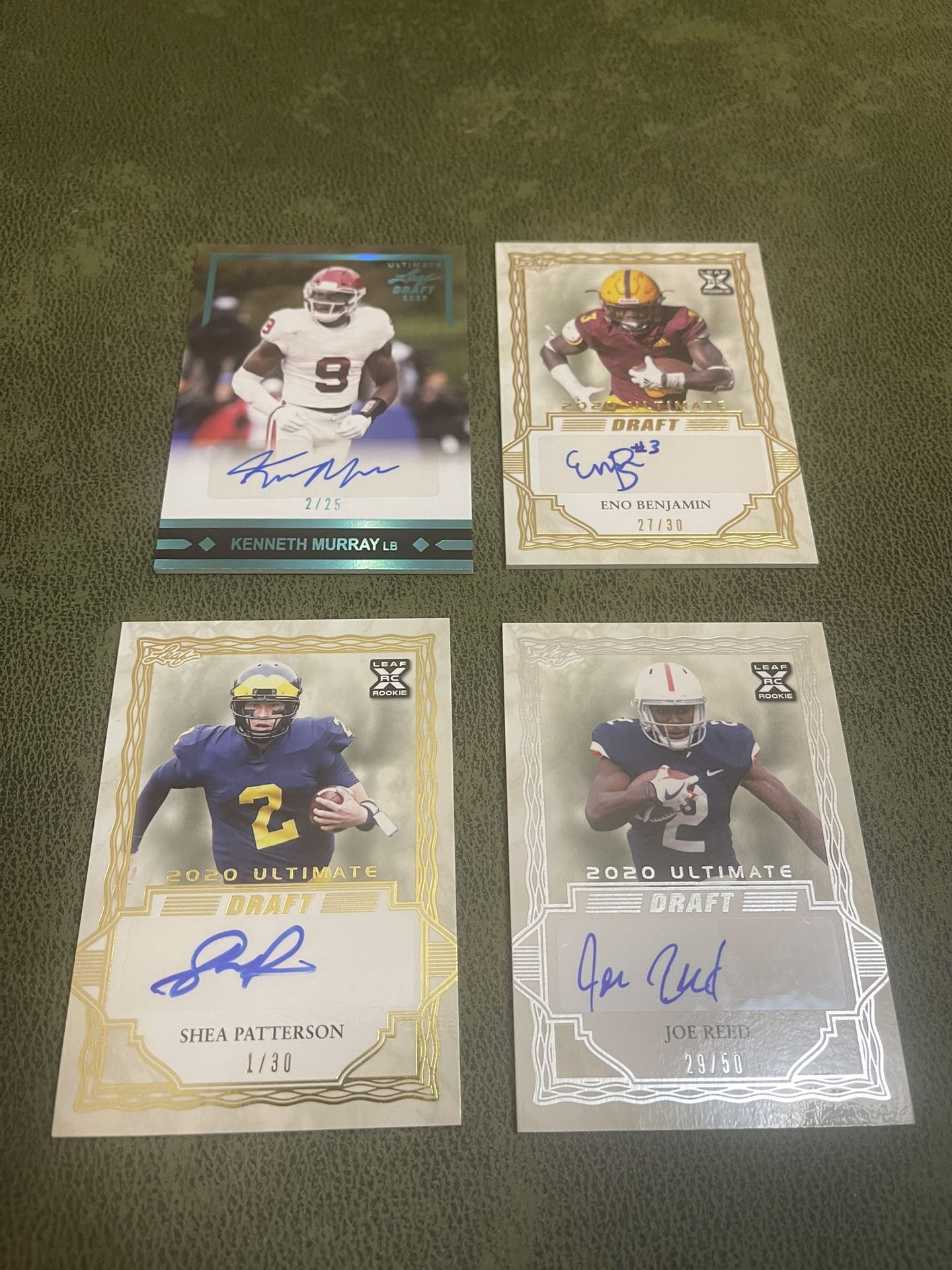 lot of 4 ultimate leaf draft 2020 football Autographed & # 50 or less