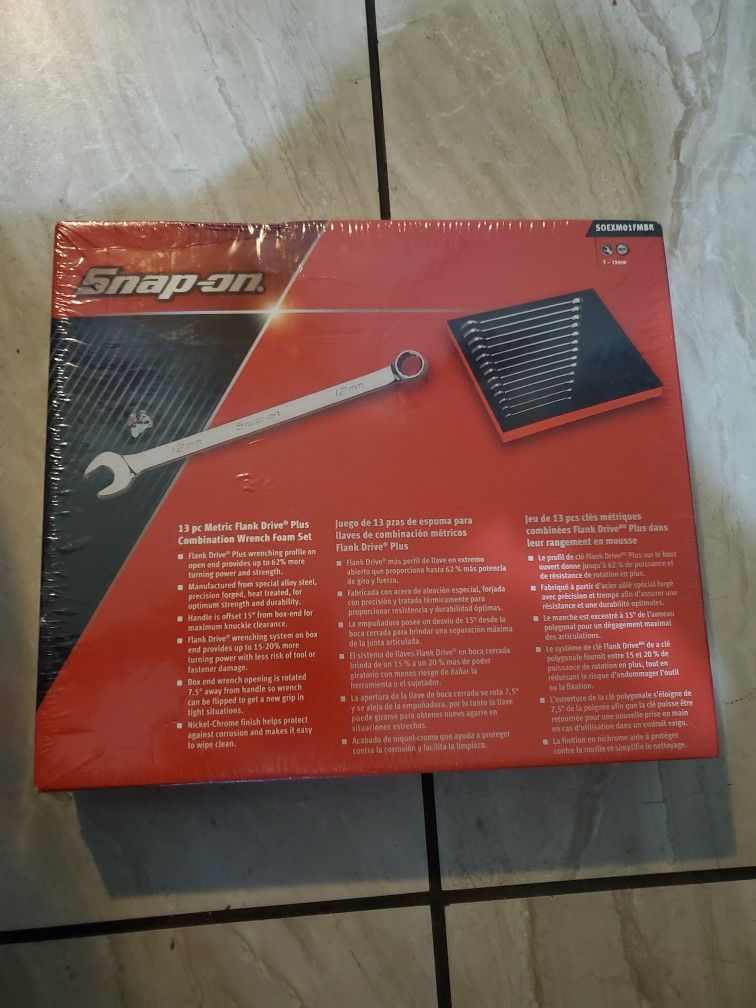 Snap On 13 pc 12-Point Metric Flank Drive® Plus Combination Wrench Foam Set (7–19 mm)