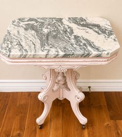 Vintage French Country Stone Top Accent Table