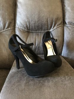 Black suede heels