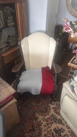 Antique Wingback Armchair with Barley Twist Frame