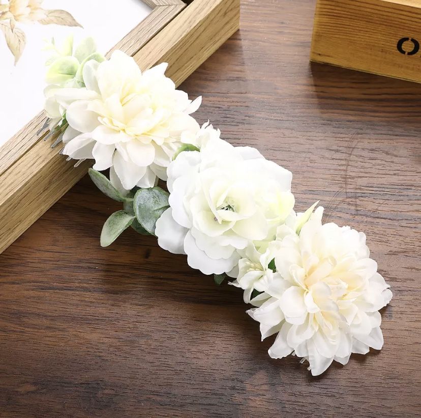 Haimeikang Flower Long Hair Comb Bridesmaid Floral Hair Clip Bridal Hairpin Rustic Wedding Women Bride Rose Hair Accessorie Boho   Message me if you a