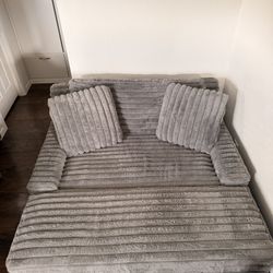 Gray Corduroy Oversized Chair & Ottoman