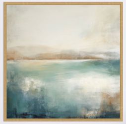 Kate and Laurel Sylvie Abstract Calming Lake Landscape Framed Canvas by The Creative Bunch Studio, 30x30