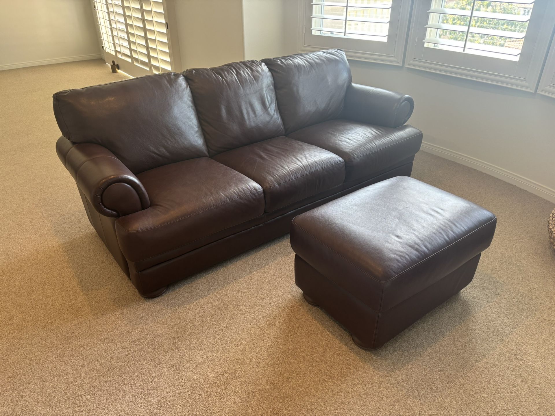 Leather Couch & Ottoman - Make Offer