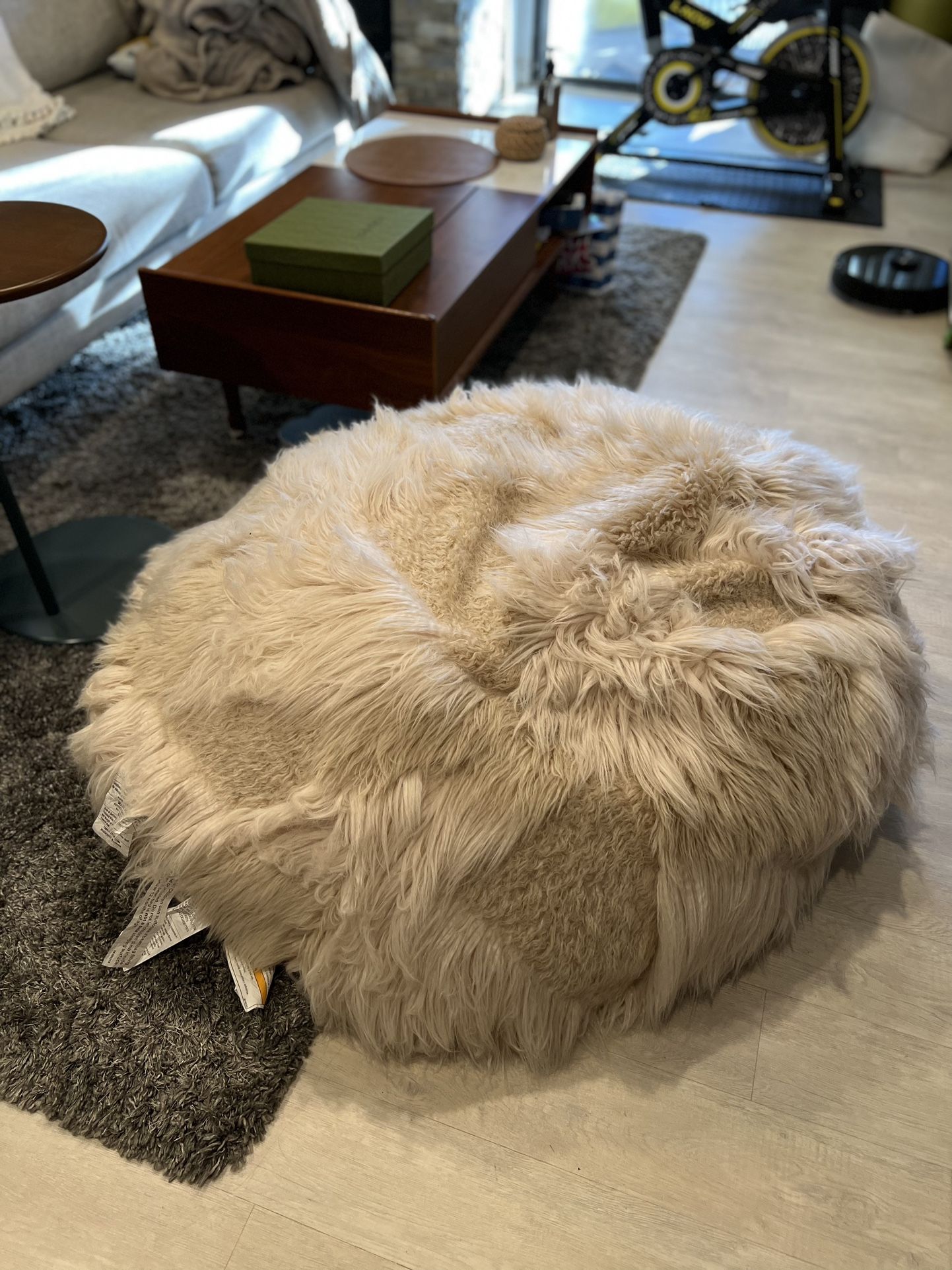 Pottery Barn West Elm Cream Color Bean Bag Chair Adult Size