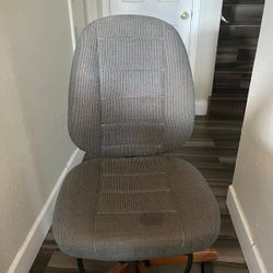 Adjustable Office Chair with Wooden Base & Wheels 