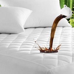 UNILIBRA Bamboo Waterproof Mattress Pad Full Size Quilted, Fitted Mattress Protector with 6''-19'' Deep Pocket, Breathable Ultra-Soft Alternative Fill