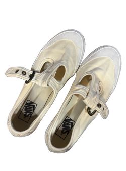 Vans Shoes Womens Sz 9 Beige White Mary Jane T-Strap Buckle Shoes