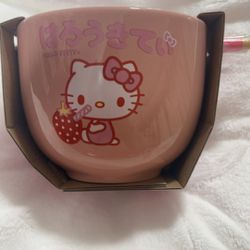 Hello Kitty Bowls  With Chopsticks 