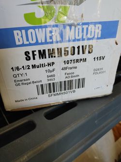 Hvac 115v Blower Motor Multi Speed 10uF 1/6-1/2 HP 