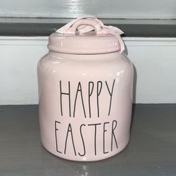 Rae Dunn “HAPPY EASTER” Pink Round Canister