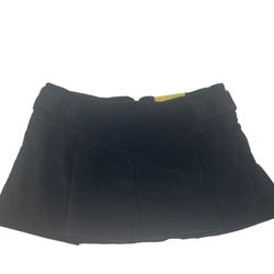 Euro Jeans Black Corduroy Pleated Mini Skirt Womens M Y2K Low Rise With Tags
