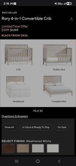 Pottery Barn Kids Convertible Crib Bed Mattress Turns Into Full Bed All Included 