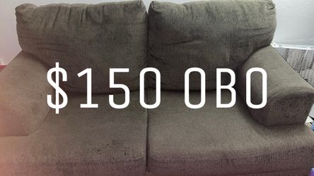 Gray Fabric Loveseat Sofa