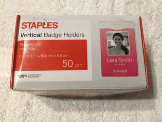 Staples ID Vertical Badge Holder 50 /pack Cleat