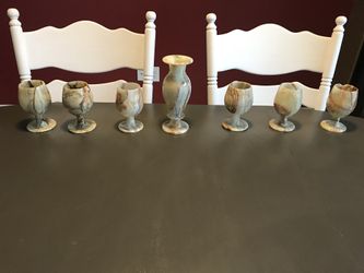 Onyx goblet and vase set